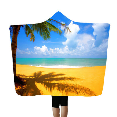 

Gobestart Seaside Beach Holiday Scenery Hooded Blankets And Clothes Blanket 150x200cm