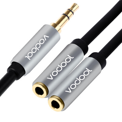 

VODOOL 35mm Stereo Audio cable Male to 2 Female Cable Adapter 33cm
