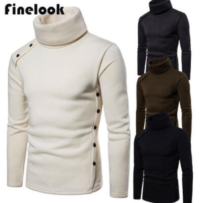 

US Mens High Collar Sweater Turtleneck Long Sleeve Stretch Jumper Shirts Tops