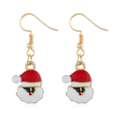 

Fashion Women Christmas Santa Claus Red Hat Earrings Enamel Crystal Drop Dangle Ear Stud Ear Hook