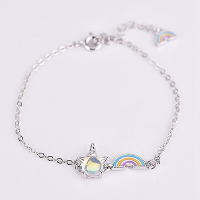 

925 Silver Crystal Rainbow Unicorn Charm Bracelets