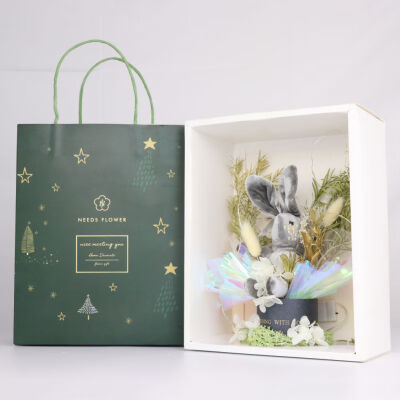 

New Hot Wishing Light Rabbit Decor Light Dry Flowers Gift Box Home Garden Festive Party Supplies Artificial Decorations