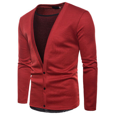 

Fashion Mens V Neck Cardigan Knitted Plain Button Designer Jumper Sweater Top