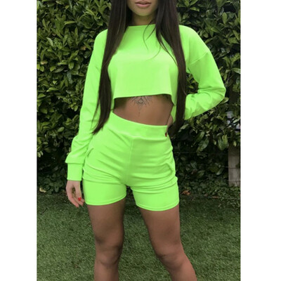 

Womens 2pcs Outfits Long Sleeve Crop Top Pants Set Casual Jumpsuit Tracksuit
