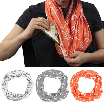 

Pocket Neck Scarf Storage Zipper Pocket Infinity Scarf Travel Journey Scaves