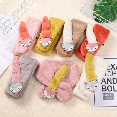 

Fashion Printed Long Scarf Cozy Soft Solid Three-Dimensional Cartoon Deer Elephant Fox Plush Scarf Bi