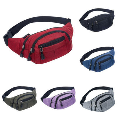 

Mens Women Waist Bag Bum Fanny Pack Running Cycling Zip Belt Money Pouch Unisex