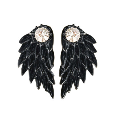 

Fashion Gothic Women Cool Jewelry Angel Wings Rhinestone Alloy Drop Stud Earrings