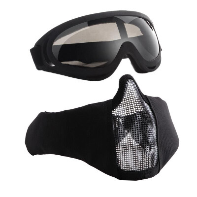 

V12X400 Half-face Mesh Mask & Goggle Set Impact-resistance UV Protection Goggle Protective Mask Ear Protection Carbon Steel Mesh