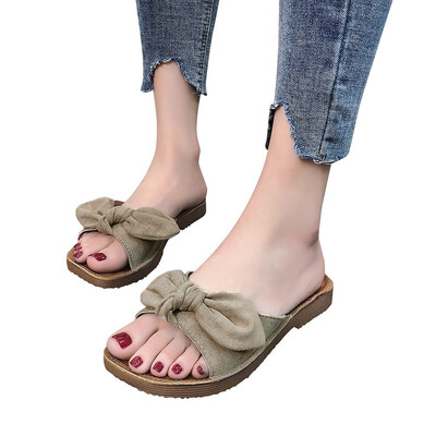 

Rose Fashion Women Summer Butterfly-Knot slipper Flat With Beach Slippers Slides