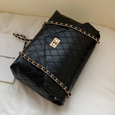 

2019 new Korean version of rhomboid chain single shoulder bag fashion hundred lap embroidered line large capacity oblique carry sp