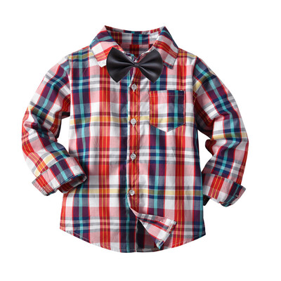 

Toddler Baby Kid Boys T Shirt Checks Tops Blouse Clothes Long Sleeve Outfits