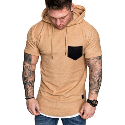 

Toponeto Fashion Mens Slim Fit Casual Pattern Large Size Short Sleeve Hoodie Top Blouse