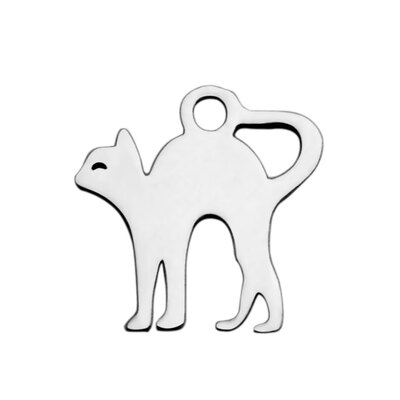 

304 Stainless Steel Charms Cat Stainless Steel Color 125x12x1mm Hole 15mm