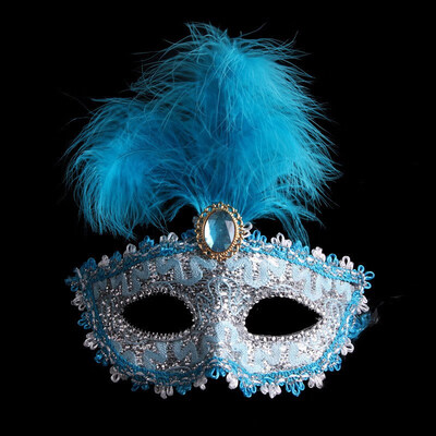 

FUNNYBUNNY Leather Feather Mask Prom Mask Party Christmas Halloween Masquerade Mask Adults Upper Half Face