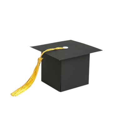 

50 pcs European Style Candy Box Doctor Cap Packing Box Doctorial Hat Celebration Bachelor Cap Graduation Party Tassels Candy Bag