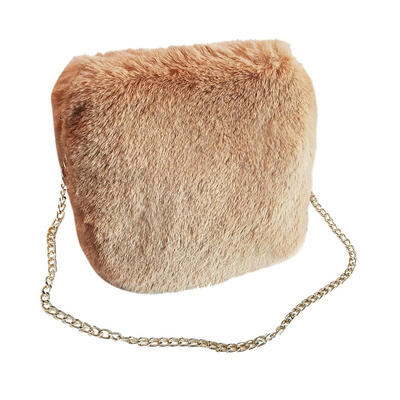 

Plush Shoulder Handbags Purse Women Chain Crossbody Solid Small Satchel Bag