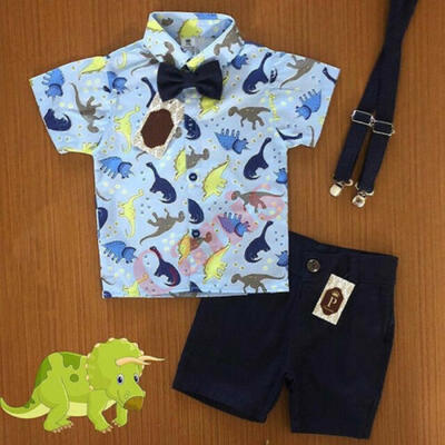

Kids Baby Boy Summer Suit Wedding Gentleman Dinosaur T-Shirt Shorts Outfits 1-6T