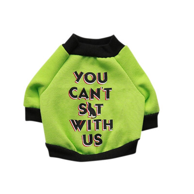 

Green Dog Hoodie Pet Clothes With English Letters Pattern Small Dogs Thickening 2 Legged T-shirt For Autumn And Winter