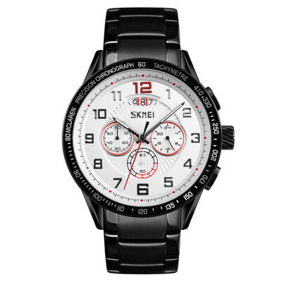 

SKMEI Waterproof Round Dial Quartz Wristwatch Mens Watch With 3 Sub-dials Calendar Function