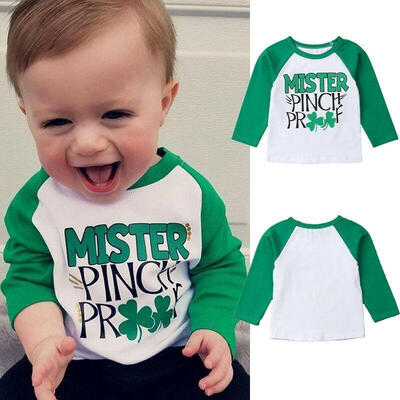 

Newborn Four Leaf Clover Tops Toddler Baby Boy Long Sleeve Casual T-shirt 6M-5Y