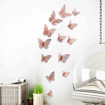 

〖Follure〗Butterfly Silver Mirror Decoration Home Room Art 3D DIY Wall Stickers12PCS