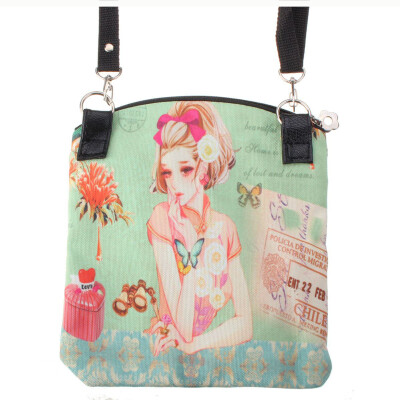 

Women Messenger Bags Vintage Canvas Printing Small Satchel Shoulder European Style Girls Handbag Lady Crossbody Bag