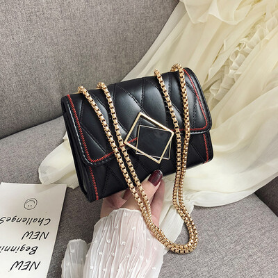 

2019 new casual temperament Sen wild slanting small square bag Korean fashion simple rhombic chain shoulder bag