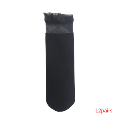 

Color Random 12 Pairs Women Summer Socks Lace Style Velvet Hose Thin Solid Color Girls Hosiery