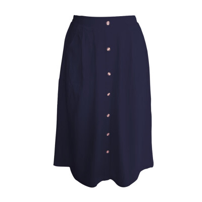 

Fashion Pleated Skirt With Pockets Women Casual High Waist Skirt Loose Button Skirt