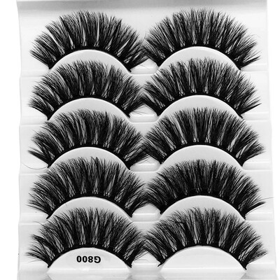 

Gobestart 3D Eyelash Imitation Mink Natural Thick False Eyelash 5 Pairs