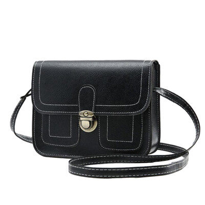 

Vintage Women Solid Color Lock Faux Leather Crossbody Shoulder Messenger Bag