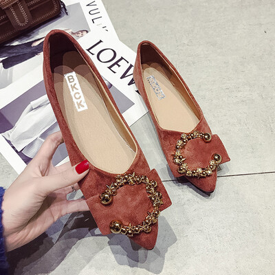 

Pointed shallow lazy shoes womens summer Korean version of Joker flat retro shoes red ins shoes