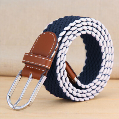 

New elastic force weaving Unisex belt fashion stripe canvas Alloy pin buckle Men belt casual simple Men&Women cowboy belt