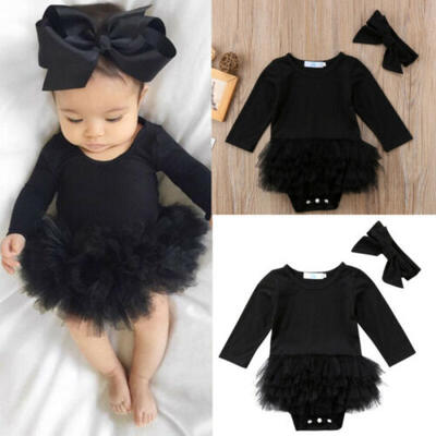 

US Newborn Infant Baby Girls Long Sleeve Black Romper Jumpsuit Playsuit Clothes