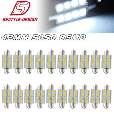 

20X White 4142MM 5050 Festoon LED Dome Map Interior Light Bulbs 212-2 211-2 578