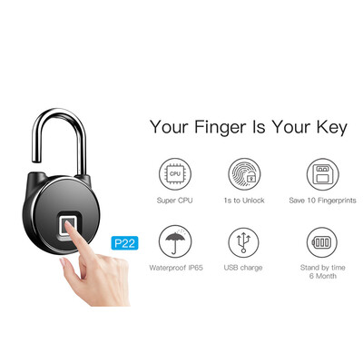 

〖Follure〗Anti Theft Fingerprint Waterproof Smart Key Lock Home Security Door Padlock P22