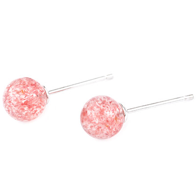 

Strawberry Crystal Small Ear Nail Female Temperament Korean Wind Personality Simple Pink Silver Ear Jewelry