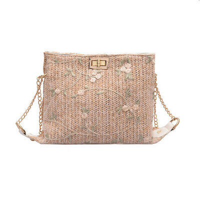 

2019 New Style Floral Chains Flap Bali Island Bohemia Beach Womens Ladies Hand Woven Bag Rattan Straw Bag