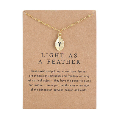 

New Arrived Leaves Light As A Feather Personality 26 English Letters Alphabet Necklace Alloy Pendant