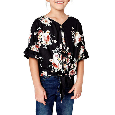 

Summer Children Teens Kids Girls Floral Printed T-shirt Tops Clothes