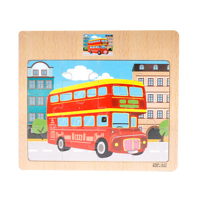 

Siaonvr Wooden Jigsaw Puzzle toy Children Cartoon Animal Traffic Learning Puzzle Toys