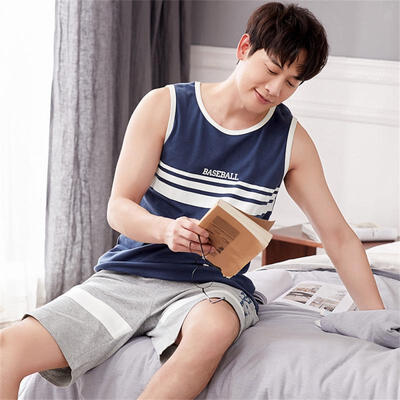 

2 Piece Set Summer Men Slim Fit Cool Tank Jacket Shorts Pants Set Plus Size