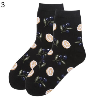 

Fashion Unisex Cotton Warm Avocado Pineapple Banana Cherry Blackberry Leaf Socks