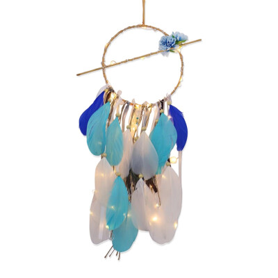 

String Lights Dream Catcher Ornaments Innovative Gifts Wind Chimes Dreamcatcher Natural Feathers Wall Hanging Decoration