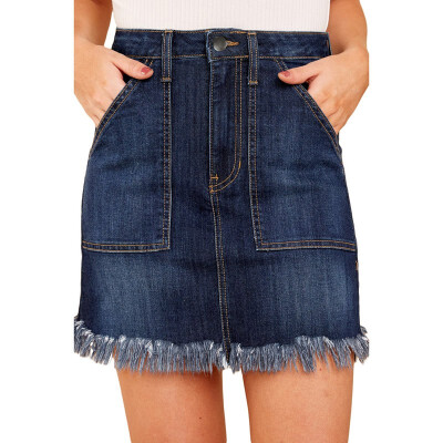 

Fringed denim skirt womens summer 2019 casual skirt 65159