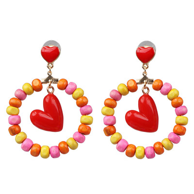 

2019 Handmade Boho Geometric Statement Earrings for Women Vintage Resin Beads Earrings Wedding Party Gifts Bijoux