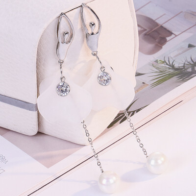

S925 silver needle super fairy ballet earrings female temperament personality wild long flower pendant earrings petal earrings
