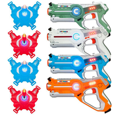 

4Pcs Laser Tag Guns Tag Blasters with Vests Multiplayer Mode Toy for Boys Girls for Indoor&Outdoor Activity- Infrared 09mW