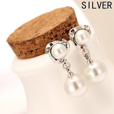 

New Coming Women Fashion Jewelry Pearl Dangle Earrings New Silver Temperament